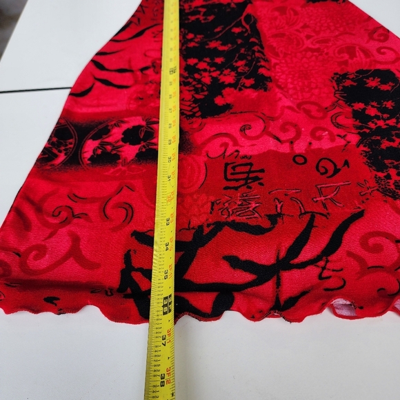 E. Gen Red Black Stretch Swim Cover Up Women's Print Dress Tie Shoulder Sz S - Picture 12 of 15